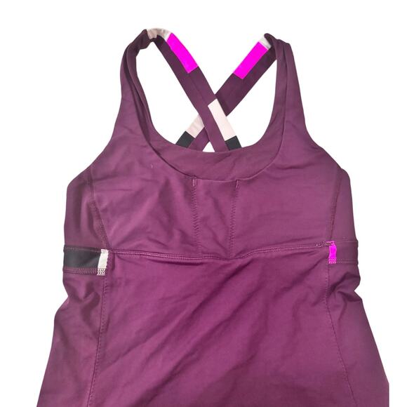 Lululemon Purple Strappy Cross Back Built-In Bra Tank Top No Size Tag - Picture 2 of 5